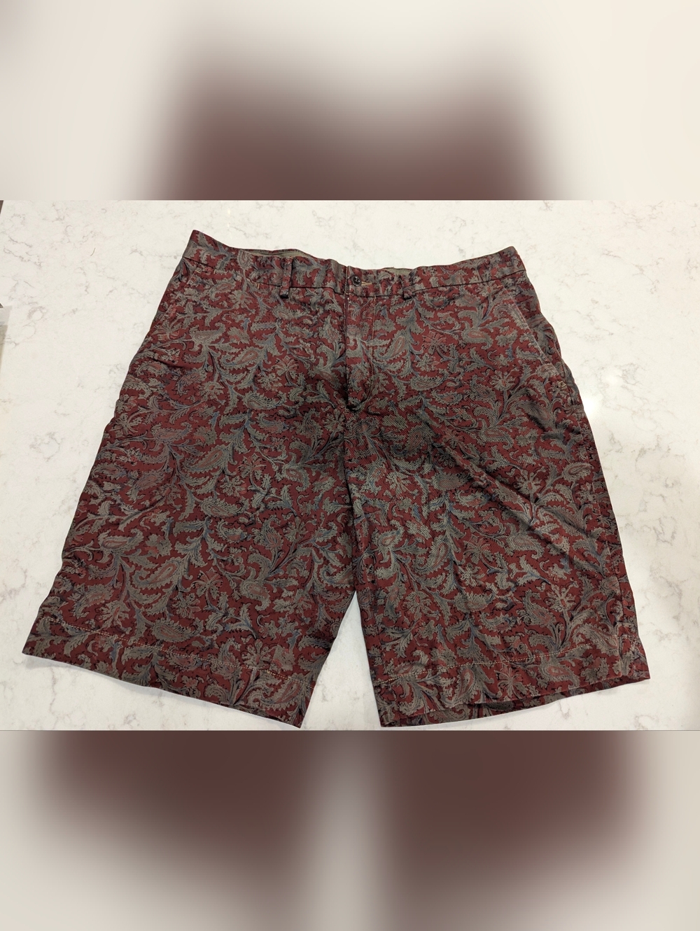 Ralph Lauren Red and Gray Paisley Flat Front Shorts